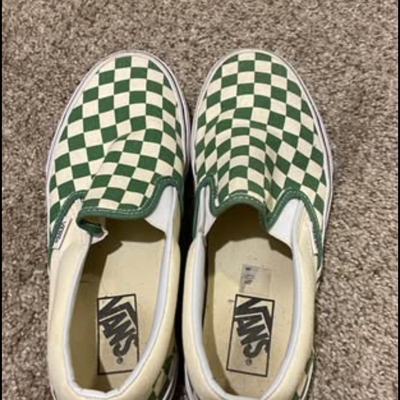 Vans Green Checkered Slip-On Shoes - Picture 1 of 3